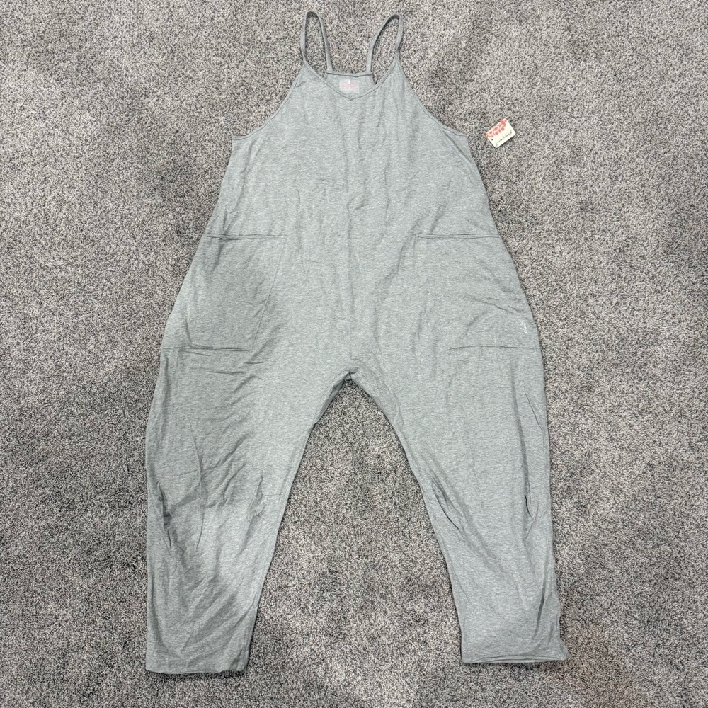NWT Free People Movement Hotshot Onesie Jumpsuit Heather Grey Cotton Women’s L - Picture 5 of 13